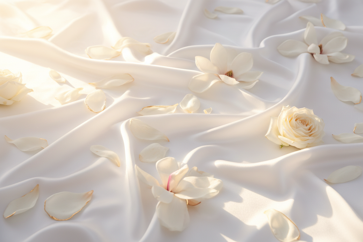 White Silk and Petals Luxury Banner